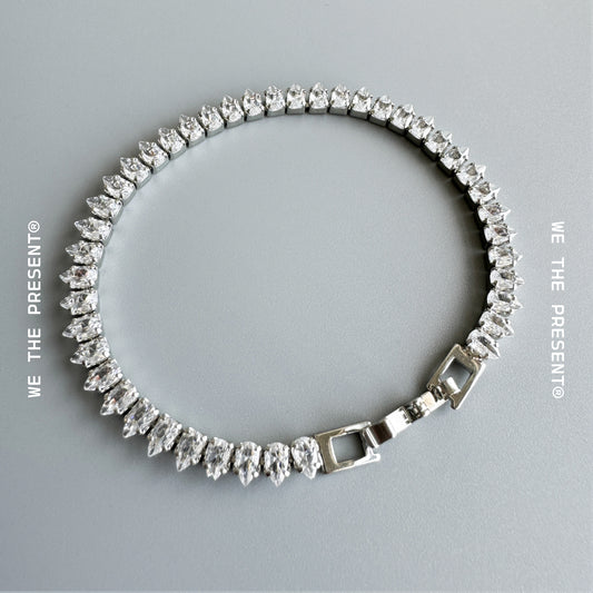 Ice Pear Shape Stainless Steel Tennis Bracelet