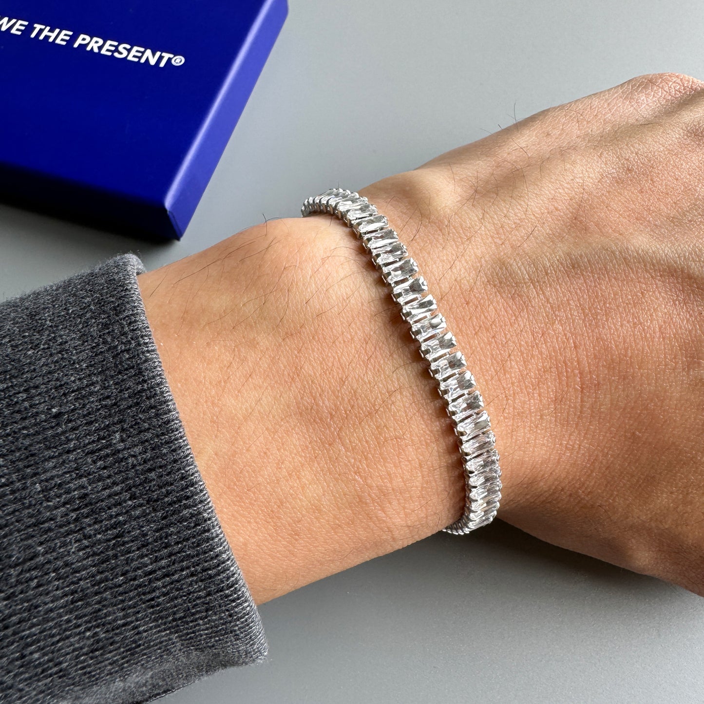 Ice Baguette Prism Moissanite Copper Bracelet