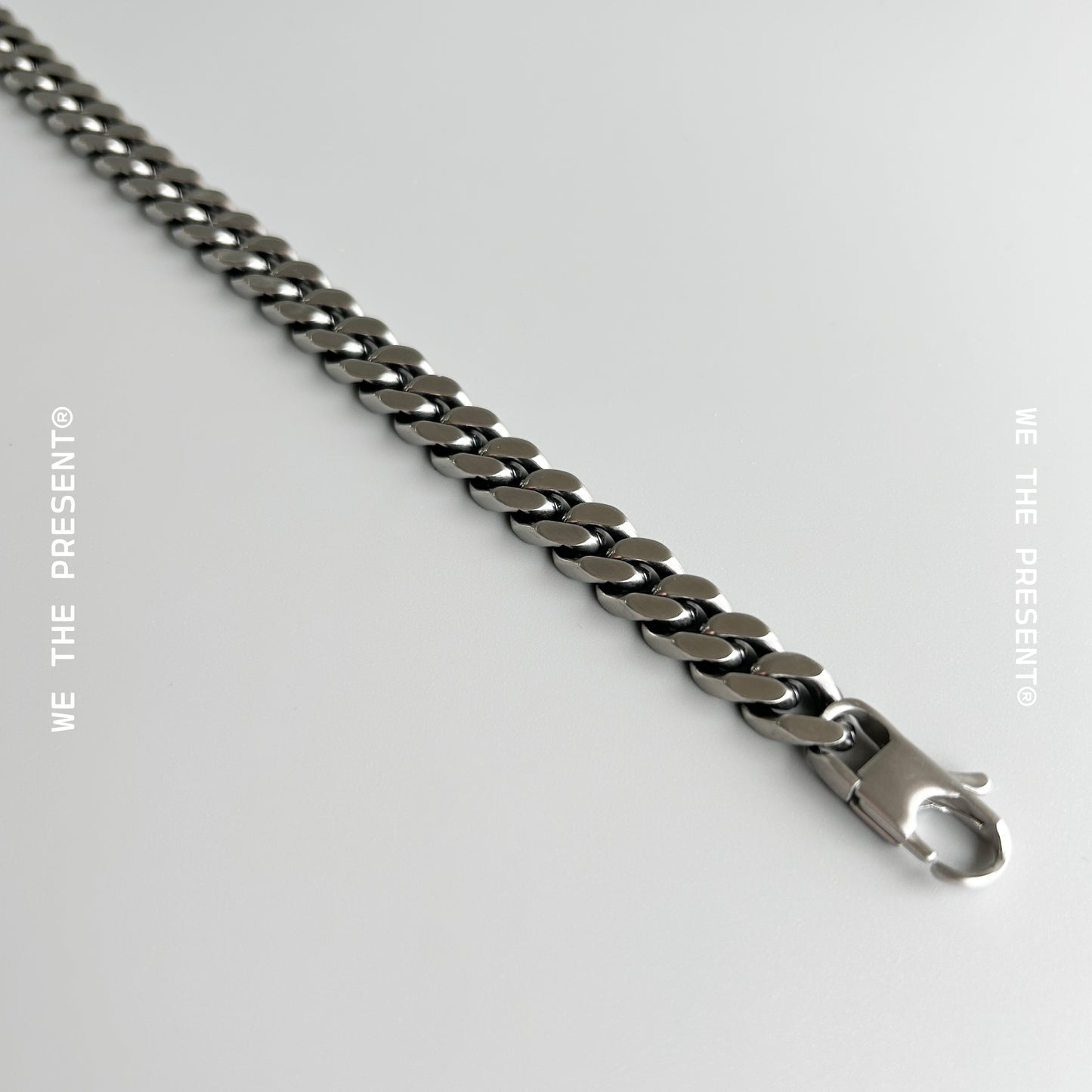Thick Solid Semi-Matte Cuban Silver Bracelet