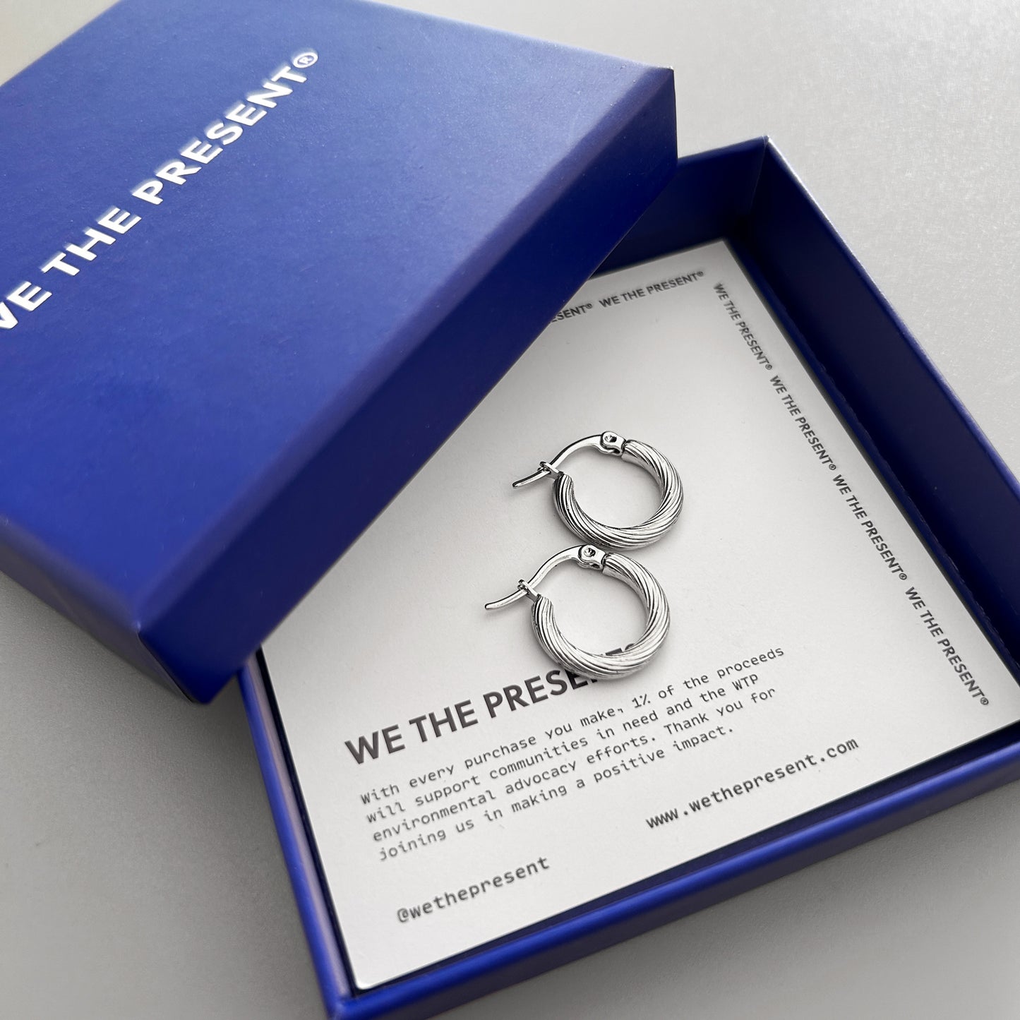 We The Present Brady Textured Silver Hoop Earrings