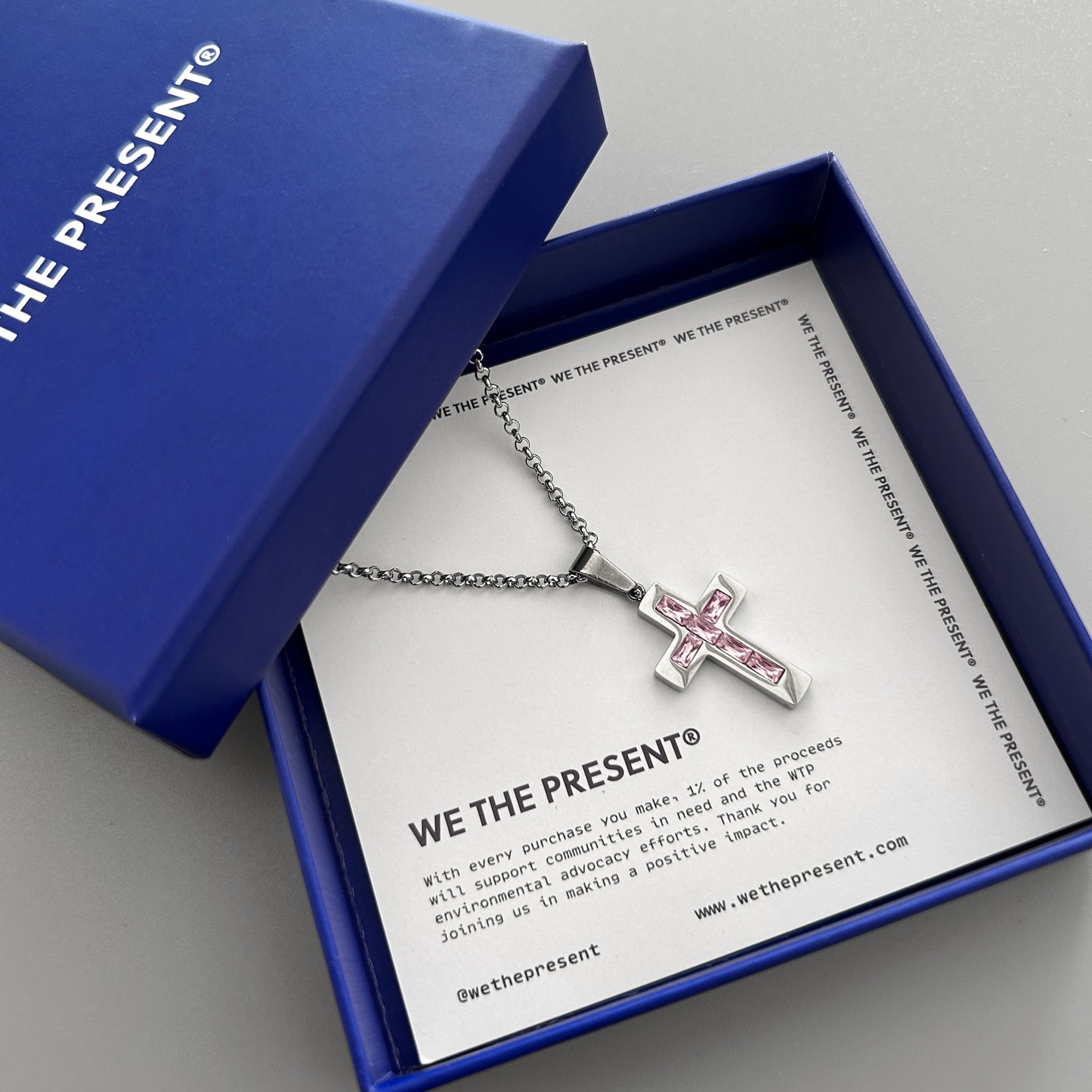 We The Present Cohen Pink Crystal Cross
