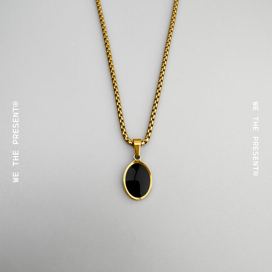We The Present Sebastian Gold with Black Enamel Necklace