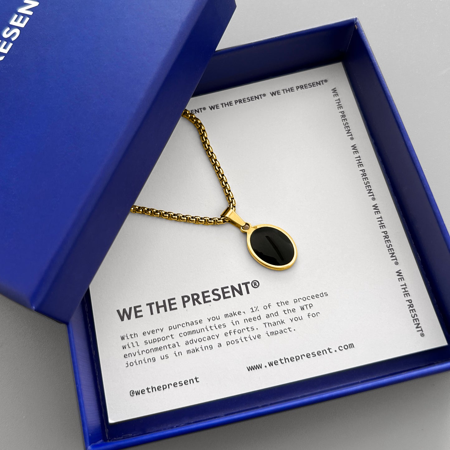 We The Present Sebastian Gold with Black Enamel Necklace