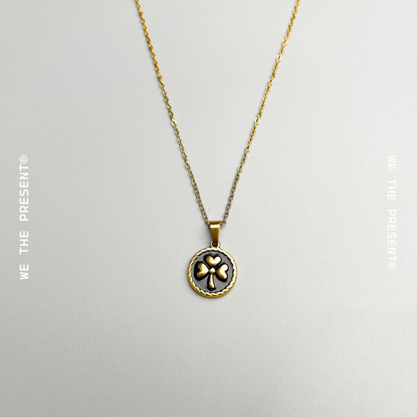 We The Present Lyris Clover Charm 14k Coated Gold Necklace