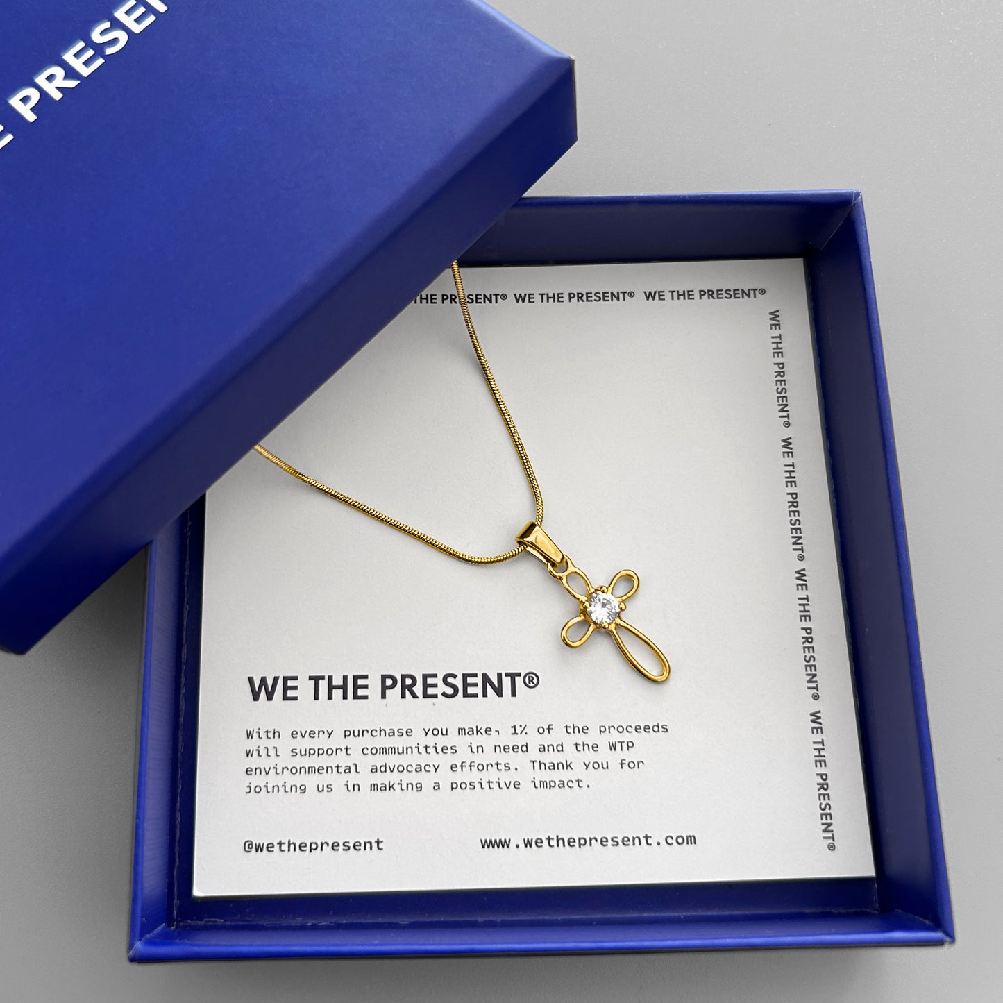 We The Present Julian Cubic Zirconia 14k Gold Coated Pendant Necklace