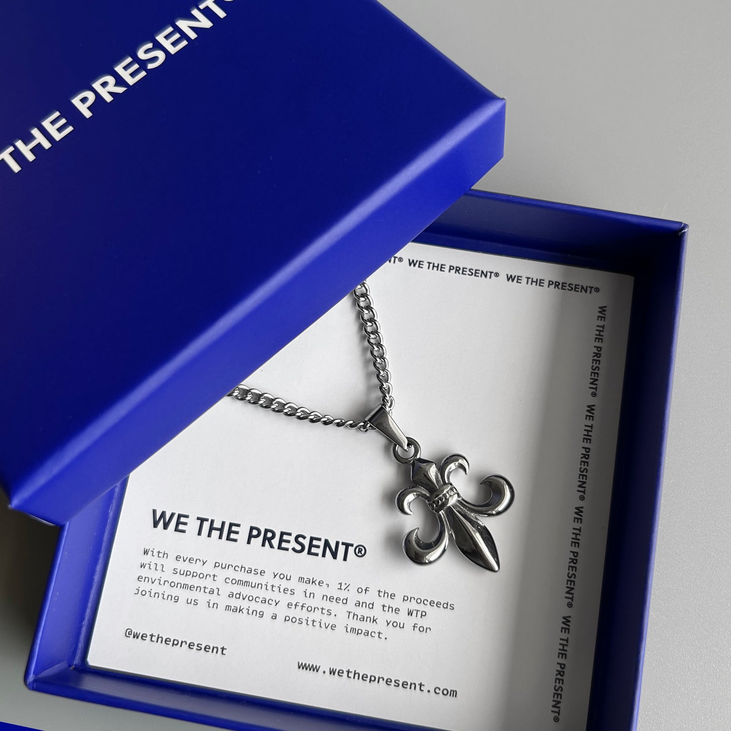 We The Present Andre Fleur De Lis Stainless Steel Pendant Necklace