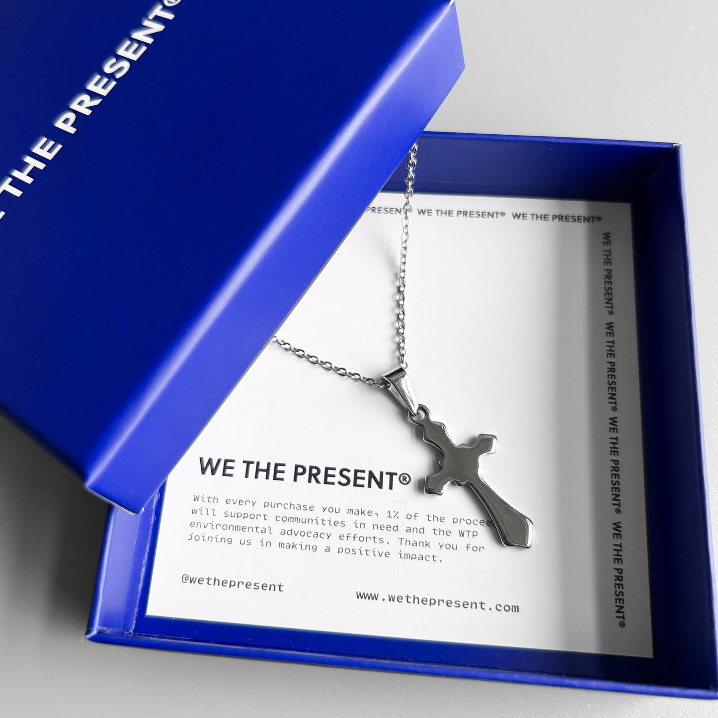We The Present Xavier Shiny Thin Cross Stainless Steel Necklace