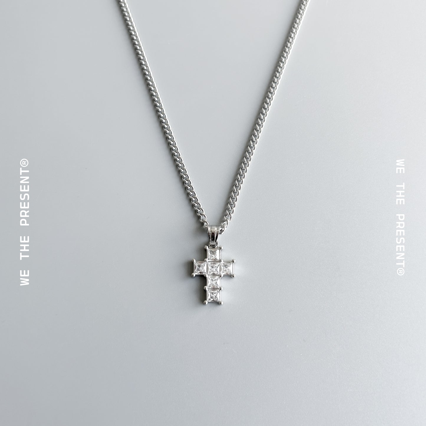 We The Present Rhett Ice Cubic Zirconia Stainless Steel Pendant Necklace