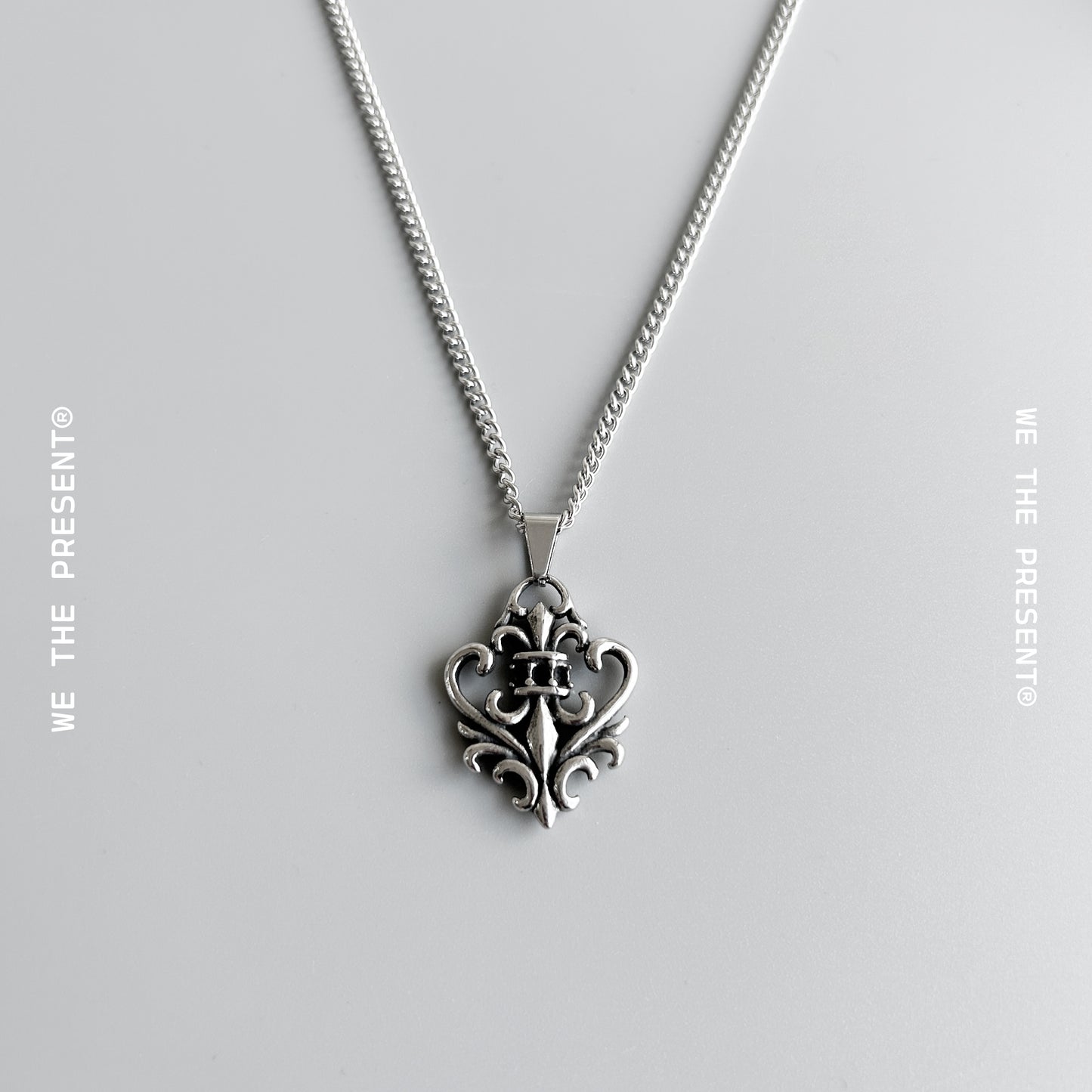 We The Present Eliott Fleur De Lis Stainless Steel Pendant Necklace