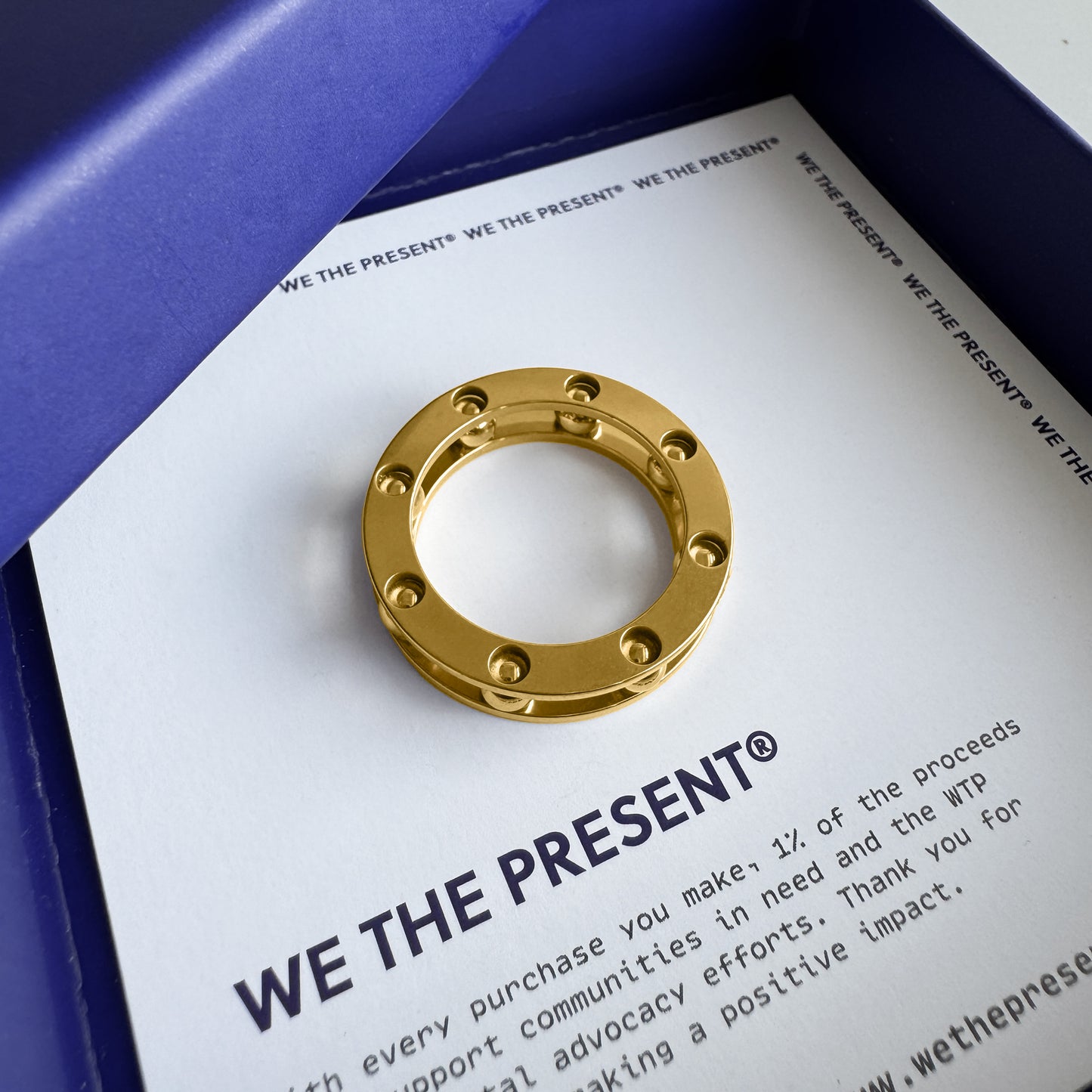 Column Structure 18k Gold Coated Golden Ring