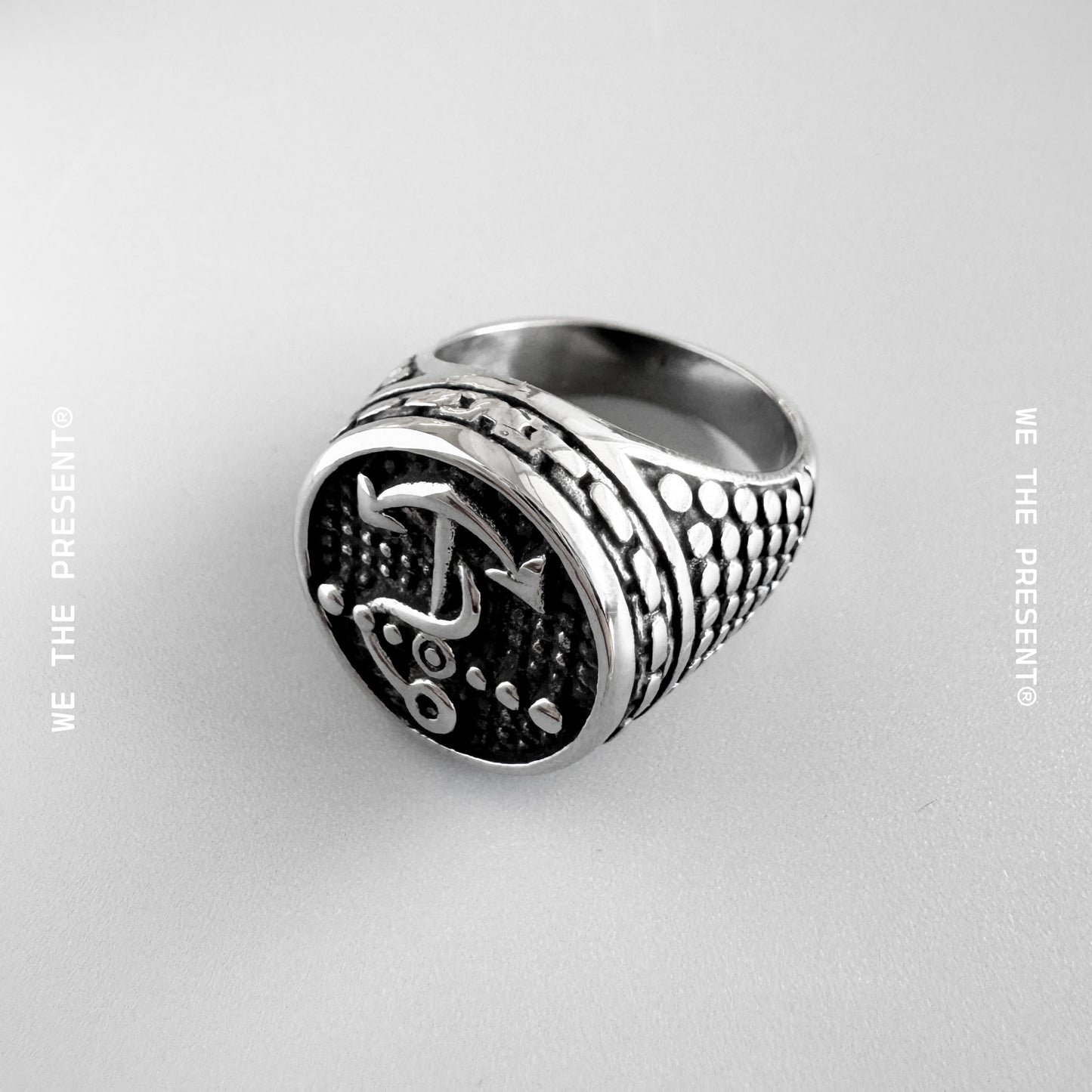 Oswald Anchor Stainless Steel Silver Chunky Ring