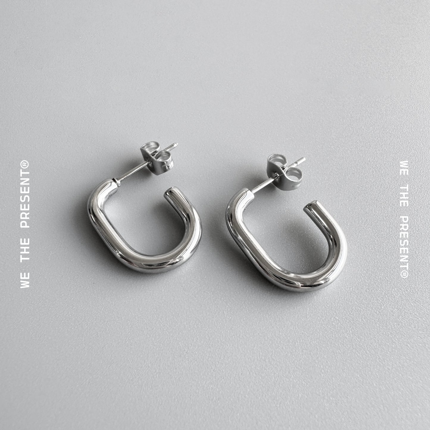 G Shaped Sterling Silver Coated Non-Tarnish Hoops