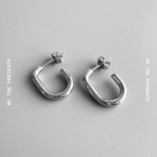 G Shaped Sterling Silver Coated Non-Tarnish Hoops