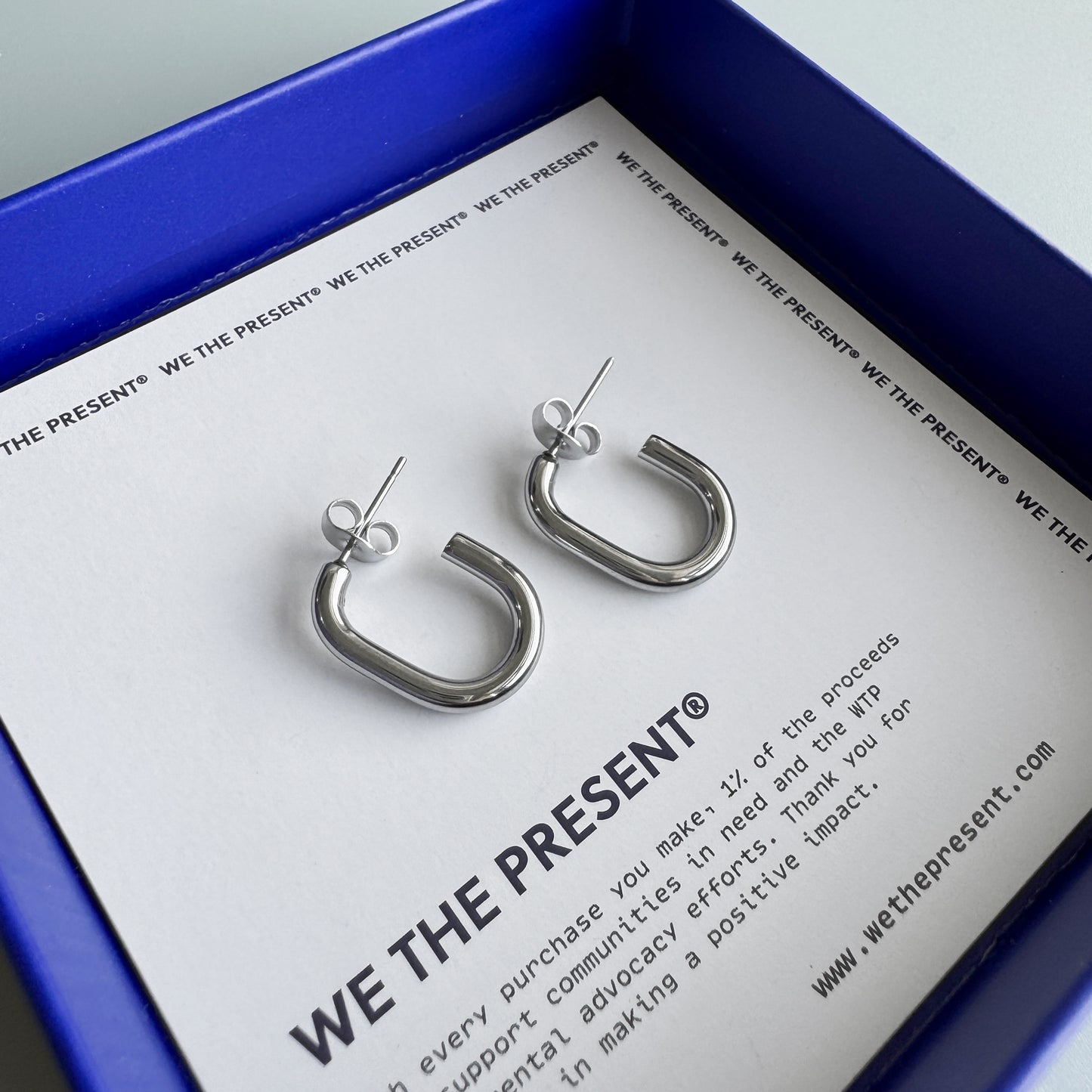 G Shaped Sterling Silver Coated Non-Tarnish Hoops