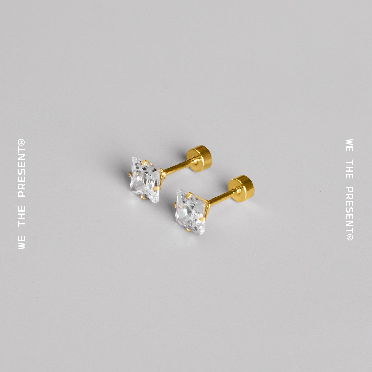 We The Present Lucy Zircon 14k Gold Vermeil Stud Earrings
