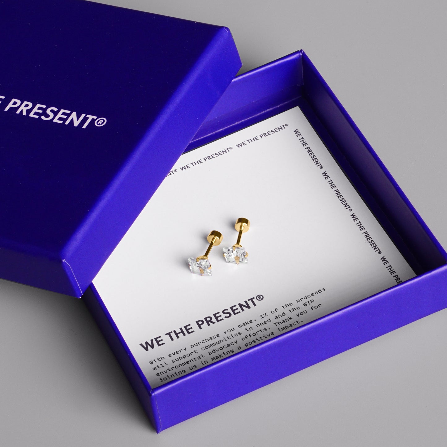 We The Present Lucy Zircon 14k Gold Vermeil Stud Earrings