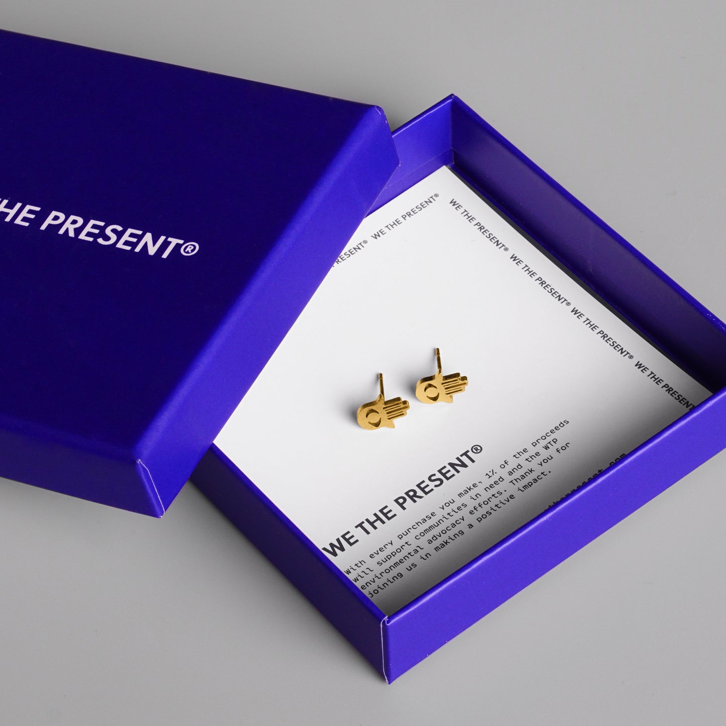 We The Present Parker Hamsa 14k Gold Vermeil Stud Earrings