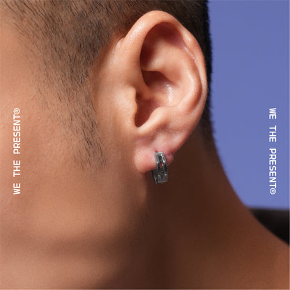 Polyonal Inlayed Hoop Earrings