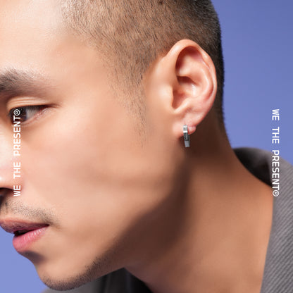 Polygonal Silver Hoop Earrings