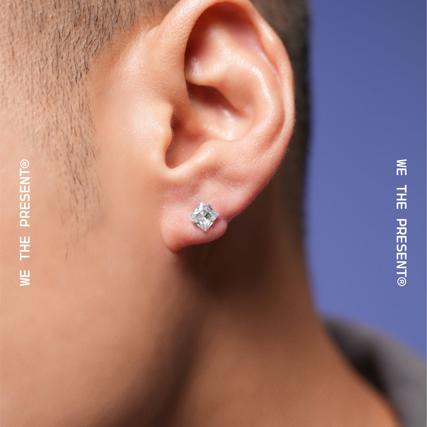 Ice Cubic Zirconia Rhombus Stud Earrings