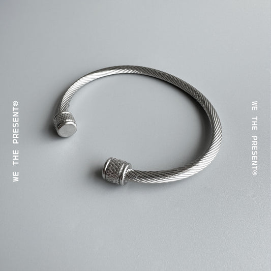 Torque Silver Bangle