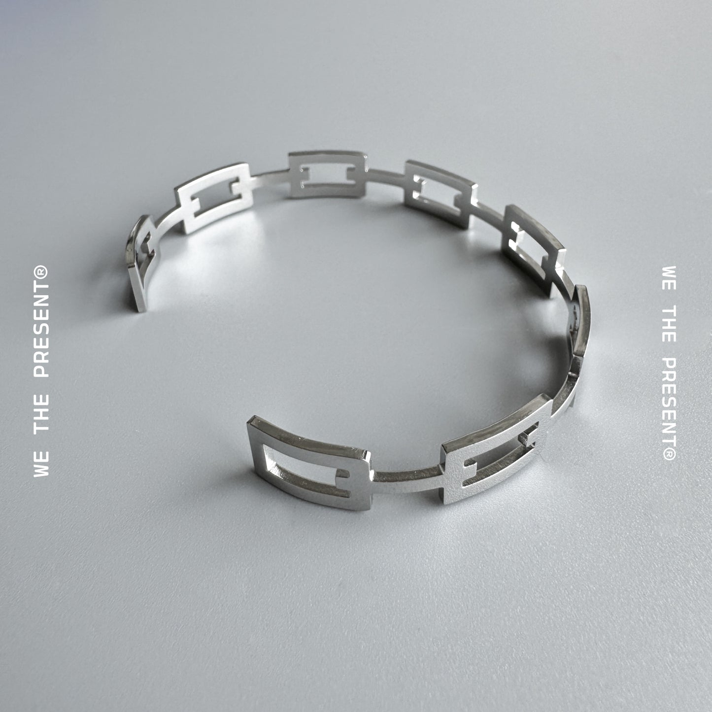 Rectangular Link Silver Bangle