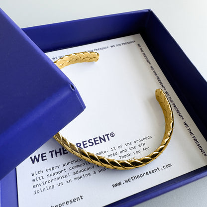 We The Present Gold Woven Greek Bangle