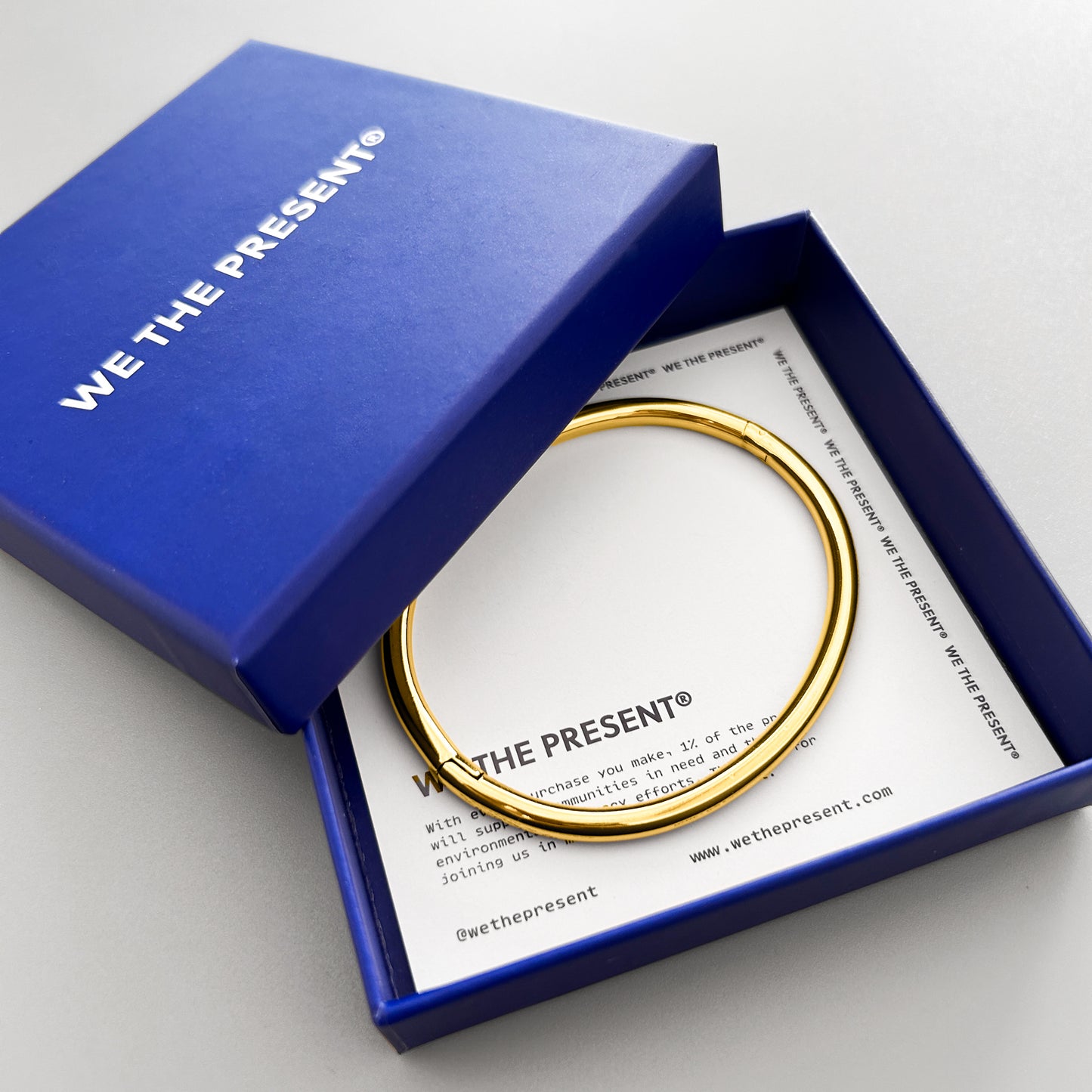 We The Present Tubular Closed Gold Bangle