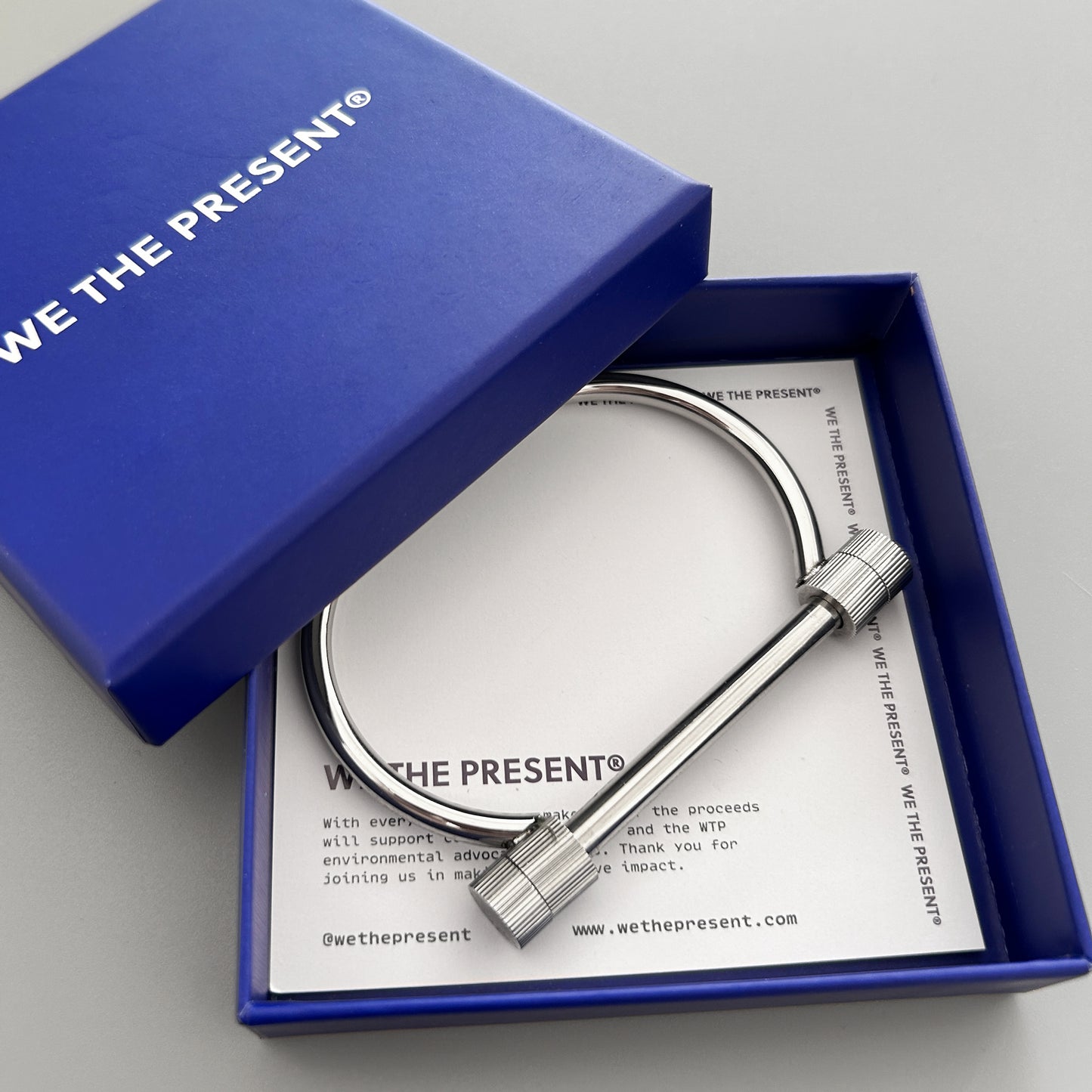 We The Present Screw Cuff Silver Bangle