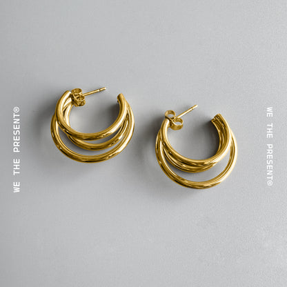 Half Spherical 18k Gold Coated Hoop Earrings