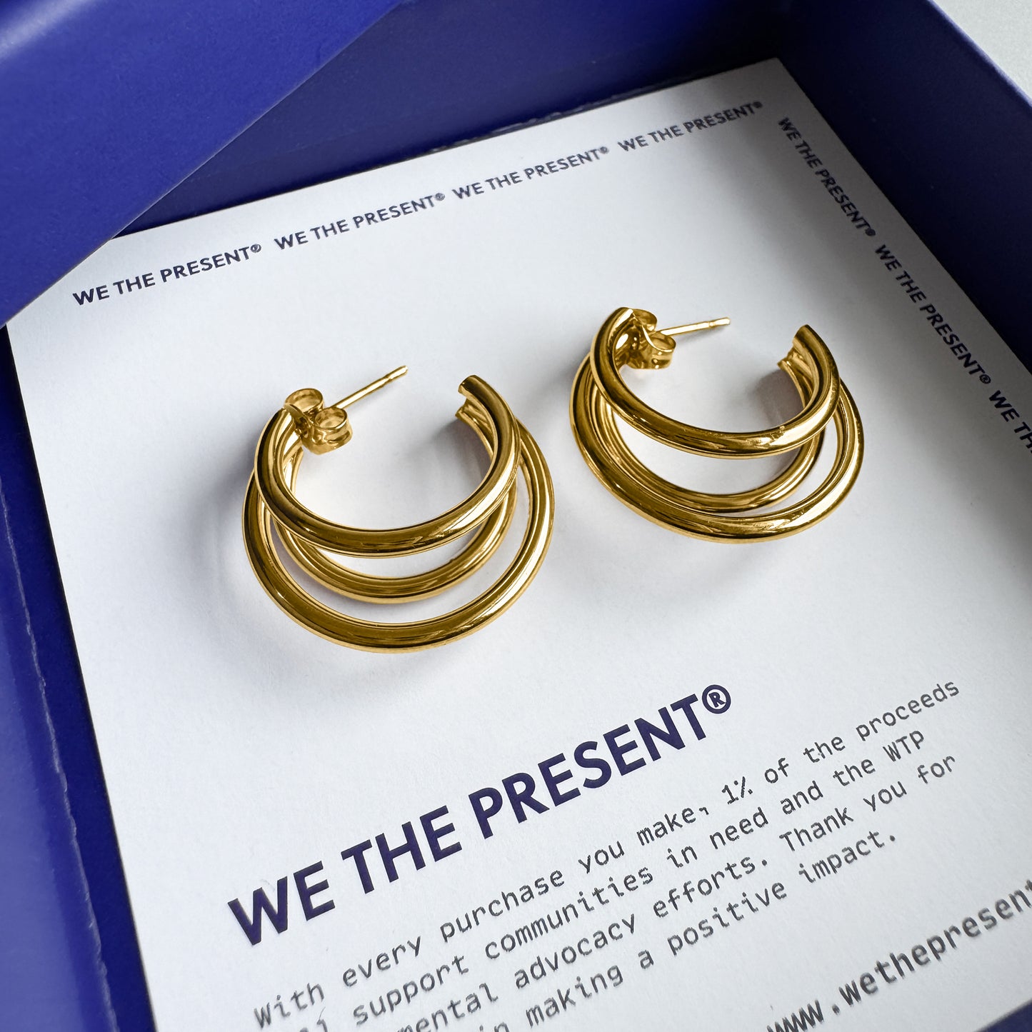 Half Spherical 18k Gold Coated Hoop Earrings