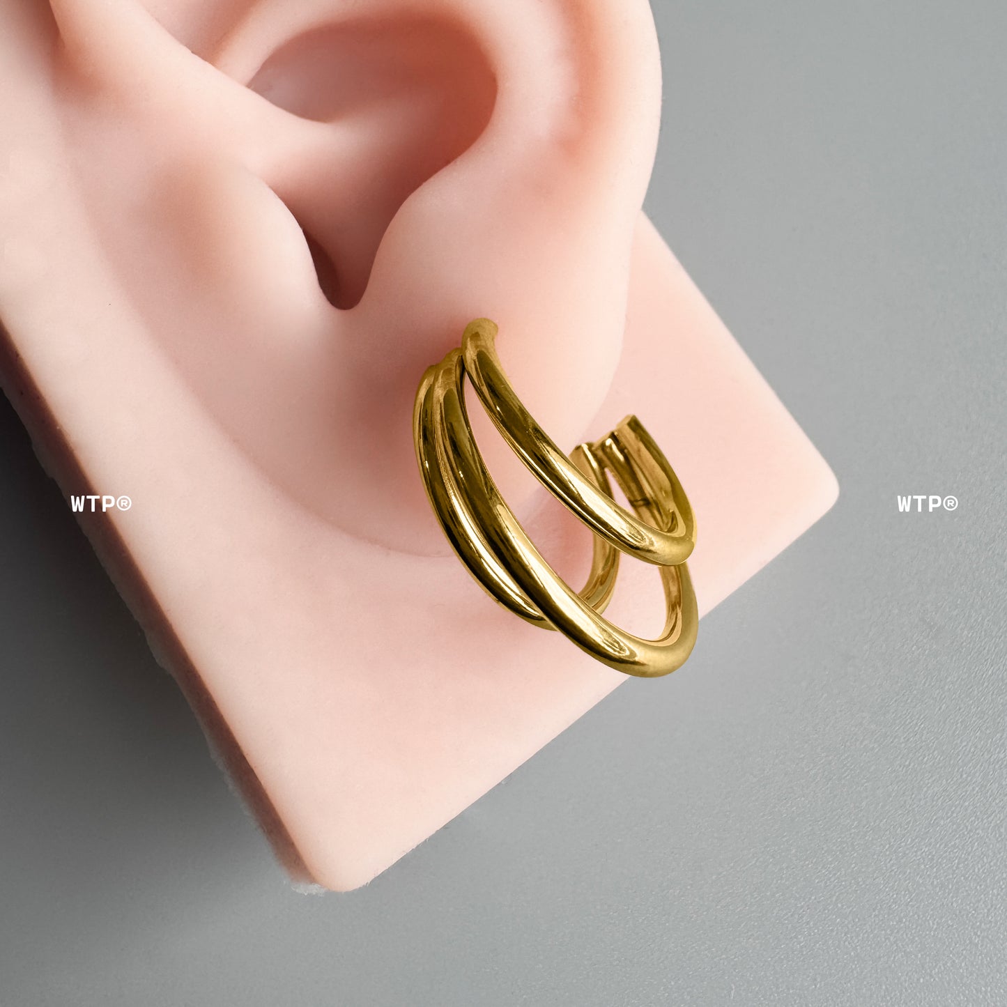 Half Spherical 18k Gold Coated Hoop Earrings