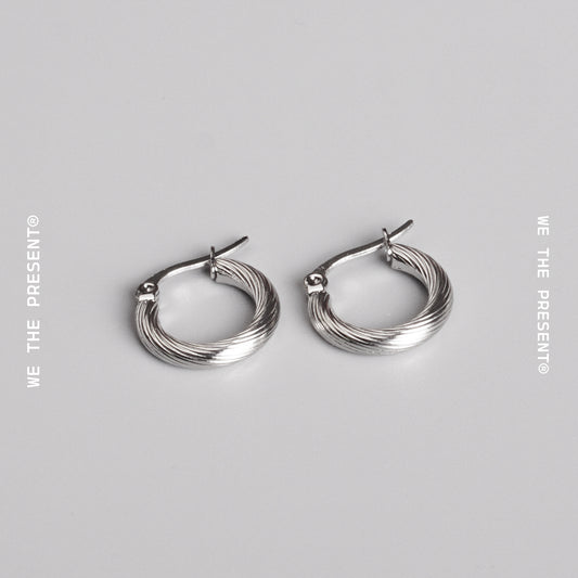 We The Present Brady Textured Silver Hoop Earrings