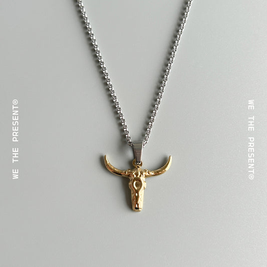 Gold Bison Pendant Necklace