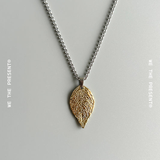 Gold Leaf Charm Pendant Neckace