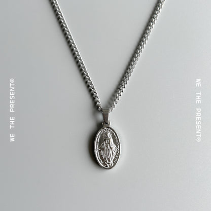 Oval Saint Charm Pendant Necklace