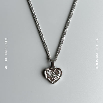 Textured Heart Pendant Necklace