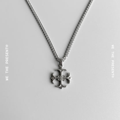 We The Present Chrome Cross Silver Pendant Necklace