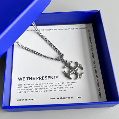 We The Present Chrome Cross Silver Pendant Necklace