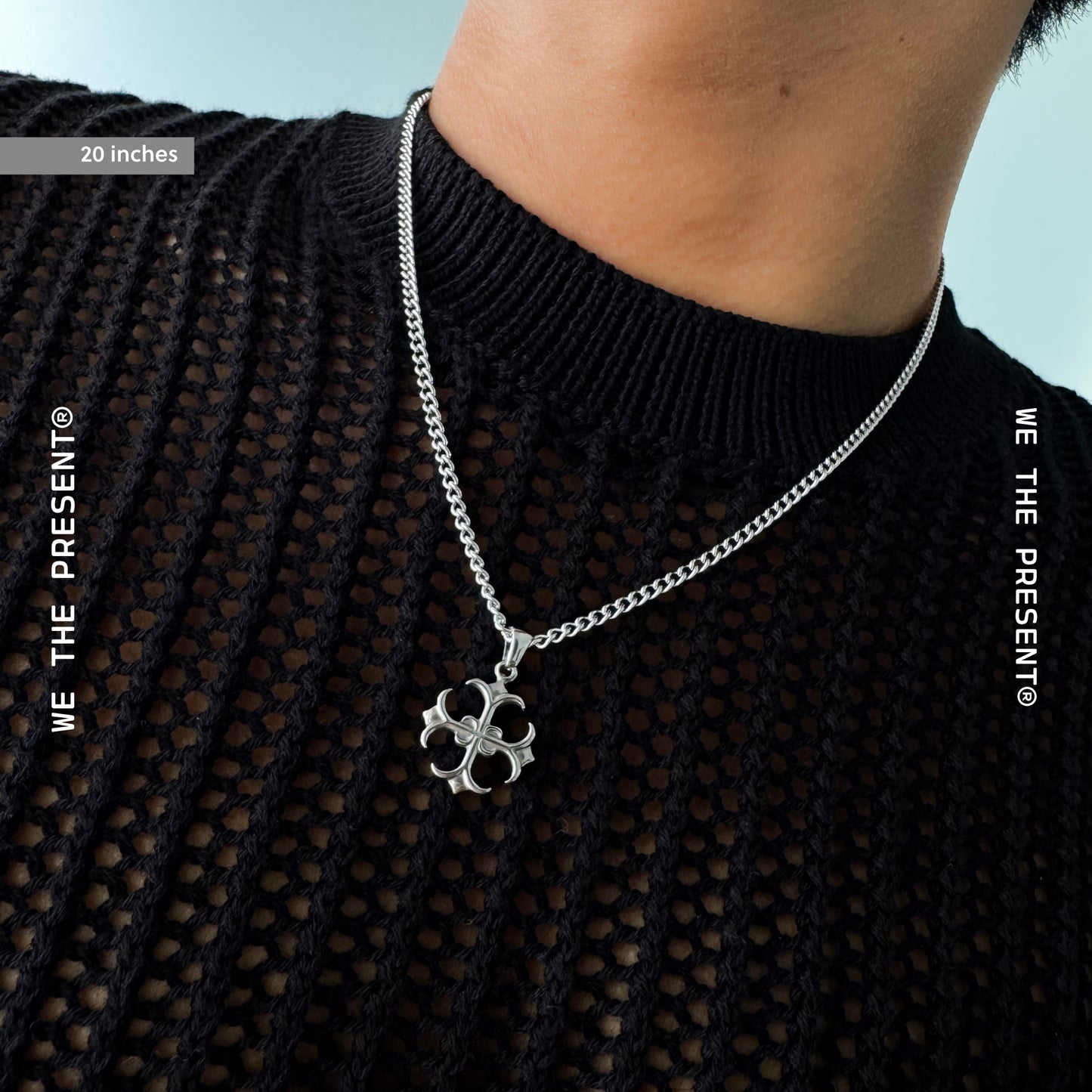 We The Present Chrome Cross Silver Pendant Necklace