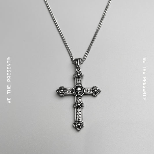 We The Present Linus Skull Vintage Cross Necklace