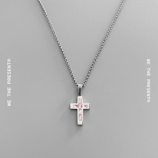 We The Present Cohen Pink Crystal Cross