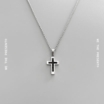 We The Present Cohen Black  Crystal Cross Necklace