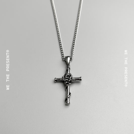 We The Present Darius Rose Vintage Cross Necklace