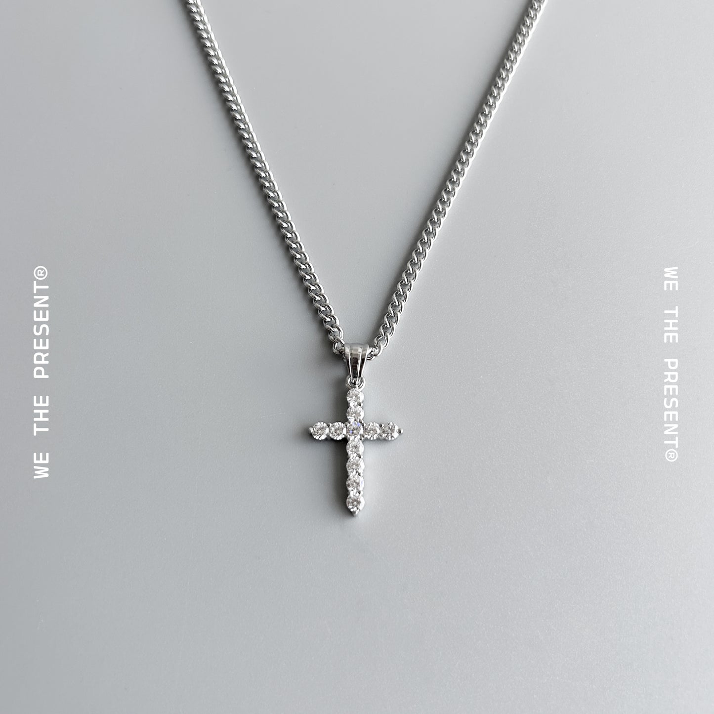 We The Present Beau Ice Cubic Zirconia Stainless Steel Pendant Necklace