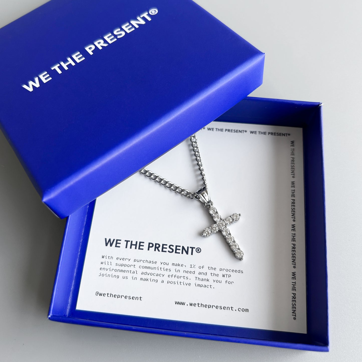 We The Present Beau Ice Cubic Zirconia Stainless Steel Pendant Necklace