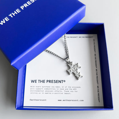 We The Present Rhett Ice Cubic Zirconia Stainless Steel Pendant Necklace