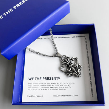 We The Present Eliott Fleur De Lis Stainless Steel Pendant Necklace