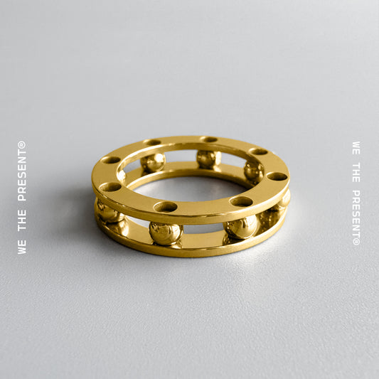 Column Structure 18k Gold Coated Golden Ring