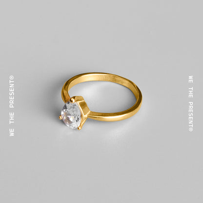 We The Present Vera 14k Gold Vermeil Pearshape Zircon Ring